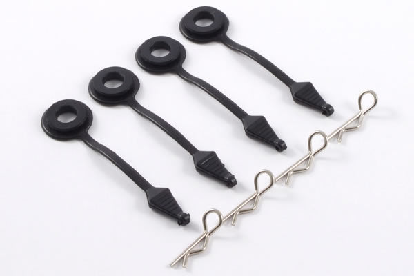 FASTRAX - RC BODY PIN HOLDER/BODY PROTECTOR 4PCS MEDIUM BLACK - FAST888BK