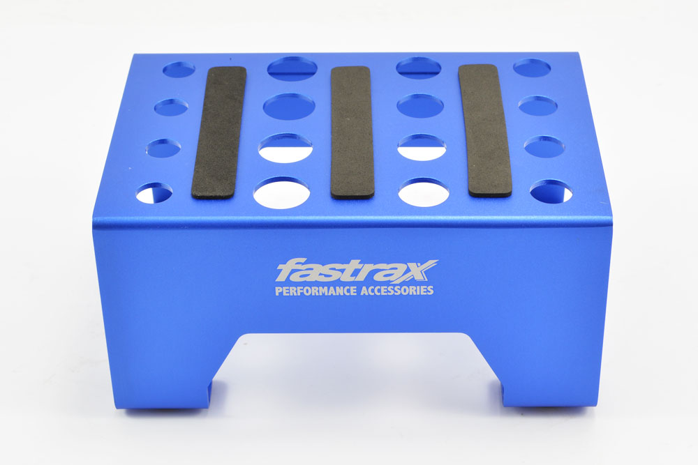 FASTRAX - BLUE 1/10 RC CAR ALLOY METAL PIT STAND/SHOCK JIG/MAGNETIC - FAST410B