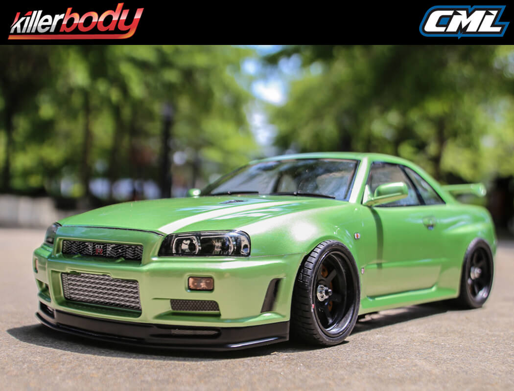 KILLERBODY - 1/10 RC CAR BODY SHELL - NISSAN SKYLINE R34 195MM CLEAR HIGH DETAIL - KB48626