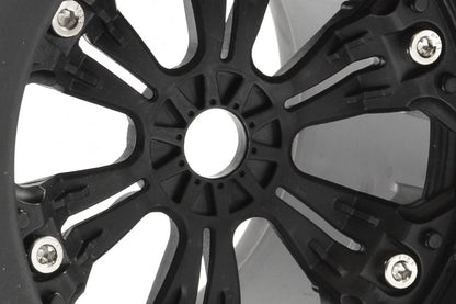 FASTRAX - 1/8 MT JIGSAW MOUNTED 6-SPOKE BLACK 1/2"OFFSET(2pcs) - Monster Truck Tyres & Wheels Pre Glued - FAST1165B (Does not fit PD Racing TK10 or TR10!