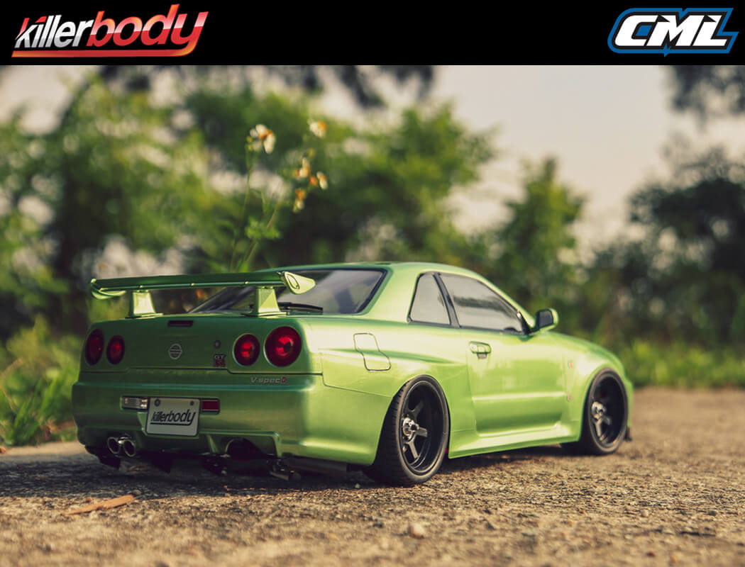 KILLERBODY - 1/10 RC CAR BODY SHELL - NISSAN SKYLINE R34 195MM CLEAR HIGH DETAIL - KB48626