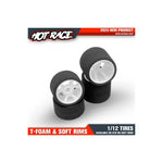 HOT RACE - 1/12 GT12 LMP Front (T-Foam Soft Rims) 32Sh - 44mm - 006-0091 (1pair) Wheel & Tyre Set Pre-Glued