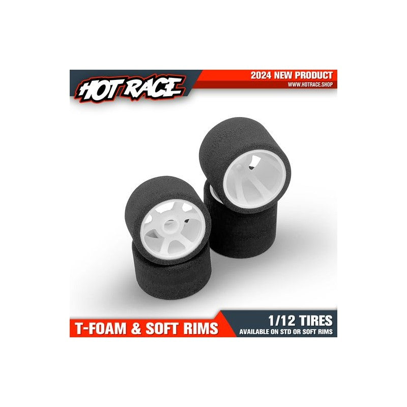 HOT RACE - 1/12 GT12 LMP Front (T-Foam Soft Rims) 32Sh - 44mm - 006-0091 (1pair) Wheel & Tyre Set Pre-Glued