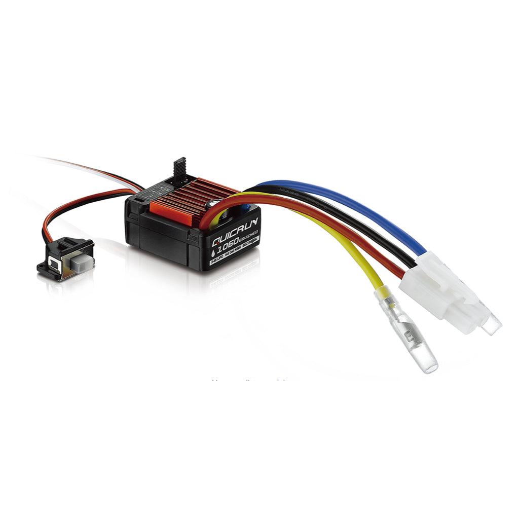 Hobbywing - QUICRUN - WP 1060 - 2-3S Lipo / 6-9S Nimh Brushed ESC - 6V Sbec (Tamiya Battery Plug) - HW30120060007 (What is stock for Tamiya TT01E Euro Trucks)