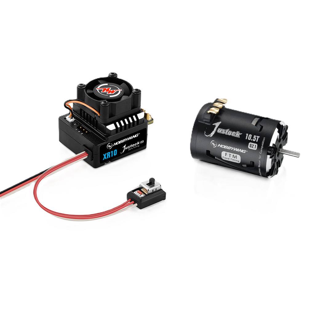HOBBYWING - Justock Brushless Combo (2S) XR10 G3S ESC + G2.1 25.5T Motor (Ideal for GT12 Mini & LMGT3 Class) Fixed Timing