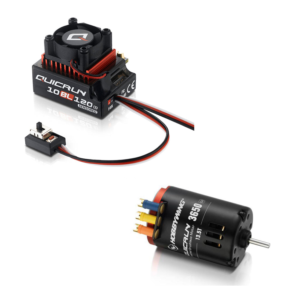 Hobbywing - COMBO Brushless QR10BL120-SD ESC G2 + QR3650SD 13.5T Motor Sensored G2 -  HW38020382
