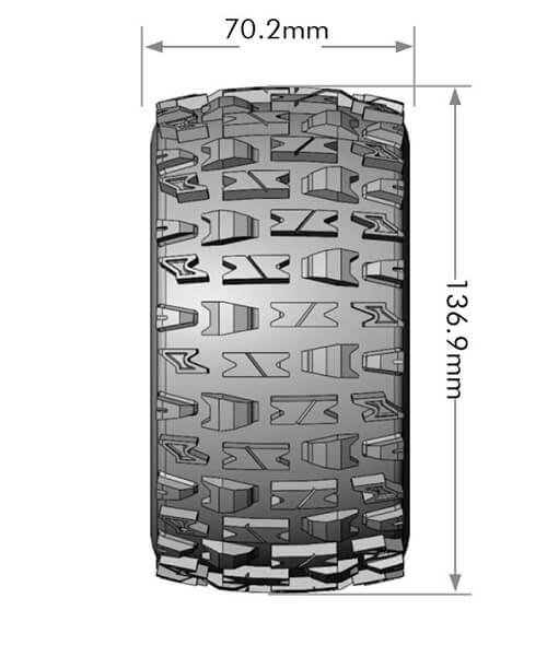 LOUISE RC - MT-PIONEER T-MAXX SOFT 1/2" OFFSET HEX 17MM BLACK (2pcs) - Monster Truck Tyres & Wheels Pre Glued - L-T3329SB