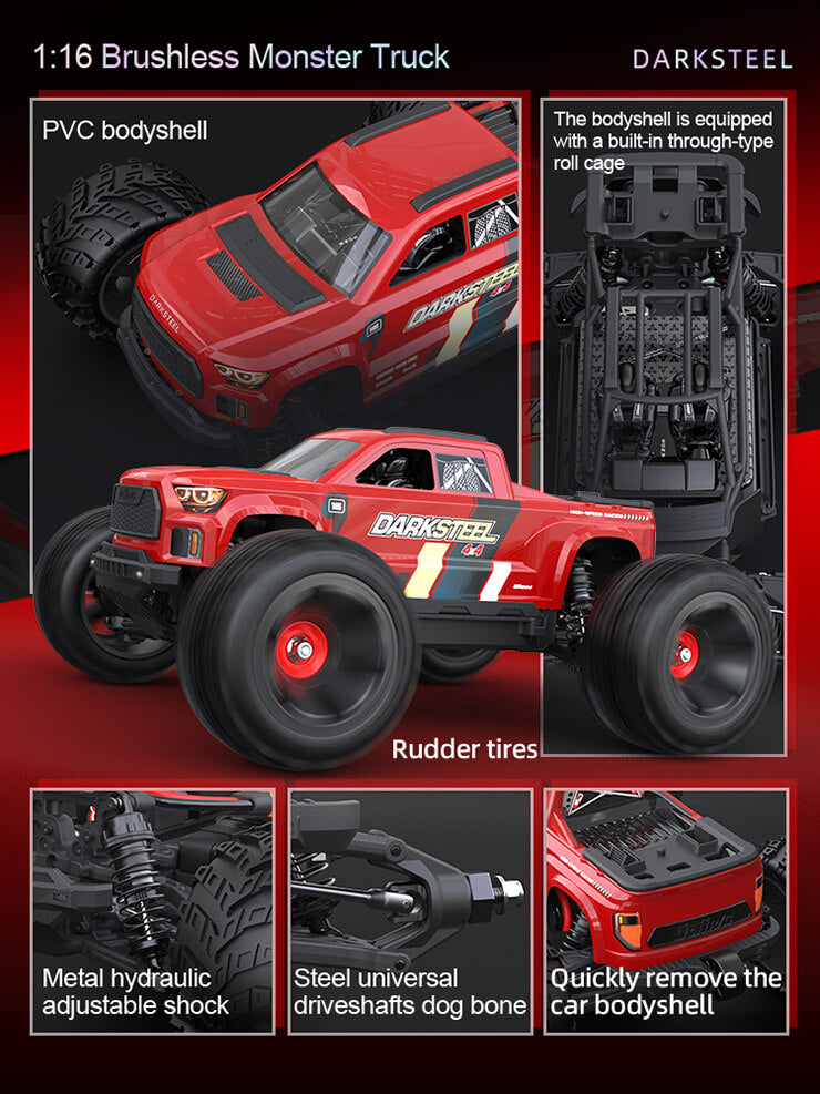 UDI RC - SNOWCLAW MONSTER TRUCK 1/16 BRUSHLESS RTR PRO - RED - UDI-UD1610PR (7.4V Li-ion 1600mAh & Charger Included)