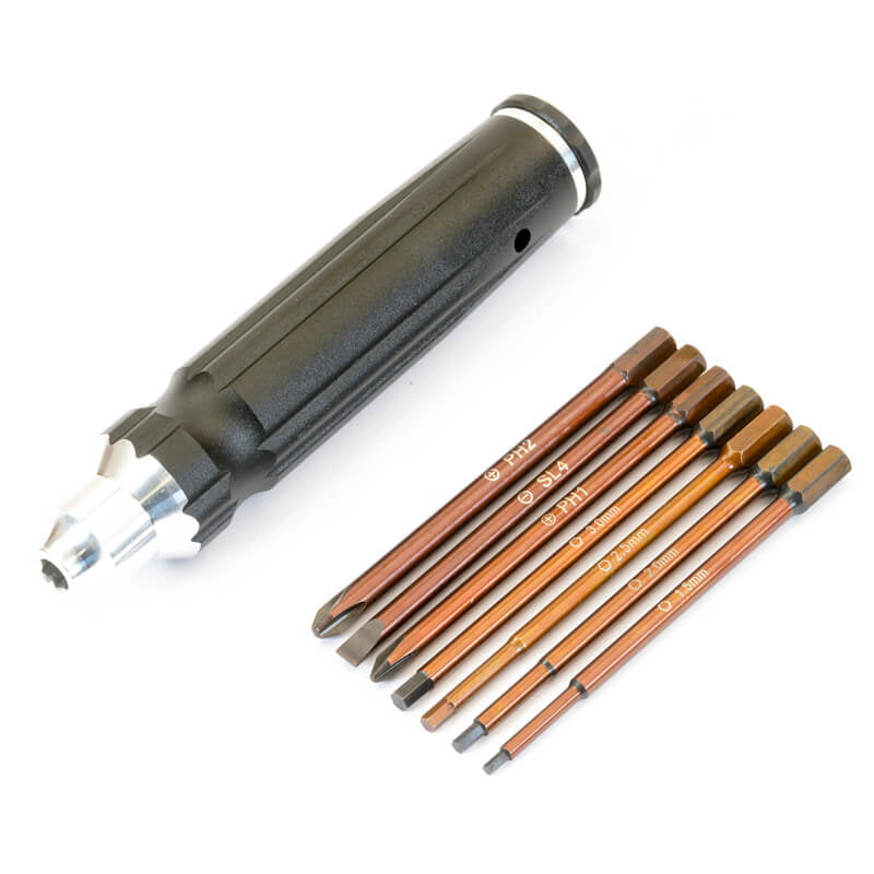 FASTRAX R/C PRODUCTS - 7-piece CHANGEABLE DRIVER SET
1.5/2.0/2.5/3.0/PH1/PH2/SL4mm - FAST614