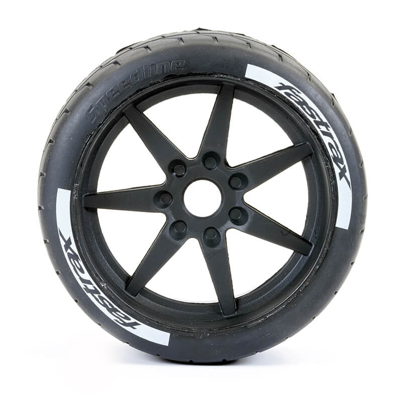 FASTRAX R/C PRODUCTS - FASTRAX SUPAFORZA WIDE REAR
52° TYRES/BLK 17MM HEX WHEELS - FAST1018-52