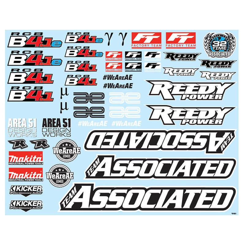 ASSOCIATED ELECTRICS - TEAM ASSOCIATED RC8B4.1/e
DECAL SHEET - AS81651