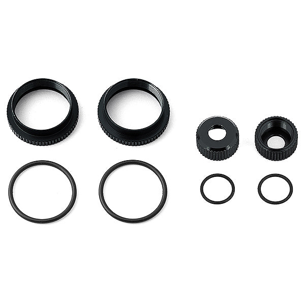 ASSOCIATED ELECTRICS - ASSOCIATED 16MM SHOCK COLLAR
& SEAL RETAINER SET - BLACK - AS81492