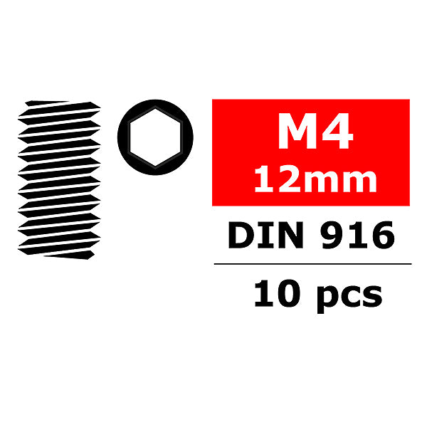 CORALLY - TEAM STEEL SET SCREWS
M4 X 12MM HEX 10 PCS - C-3004-40-12