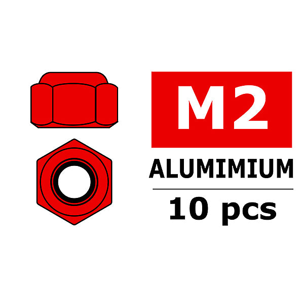CORALLY - TEAM ALUMINIUM NYLSTOP
NUT M2 RED 10 PCS - C-3106-20-5