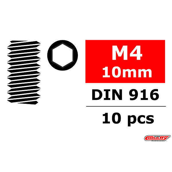 CORALLY - TEAM STEEL SET SCREWS
M4 X 10MM HEX 10 PCS - C-3004-40-10