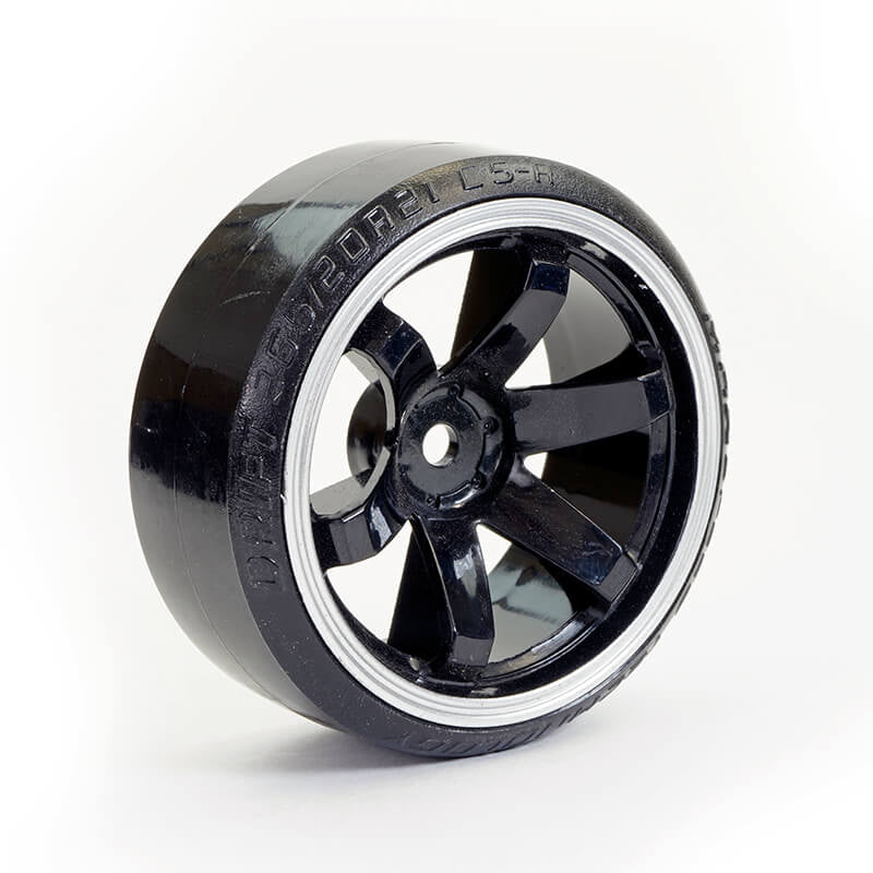 FASTRAX R/C PRODUCTS - FASTRAX 1/10 STREET/DRIFT TYRE
6-SPOKE WHEEL (6MM OFFSET) - FAST0086BKW