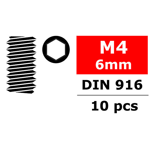 CORALLY - STEEL SET SCREWS M4 X
6MM HEX 10 PCS - C-3004-40-06