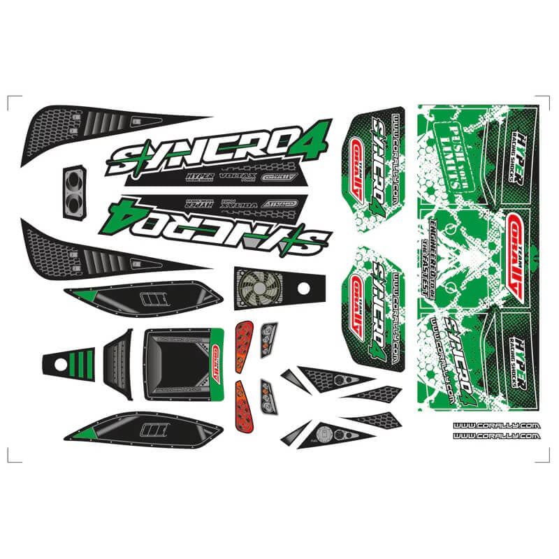 CORALLY - TEAM BODY DECAL SHEET
SYNCRO 4 GREEN 1PC - C-00180-1055-1G