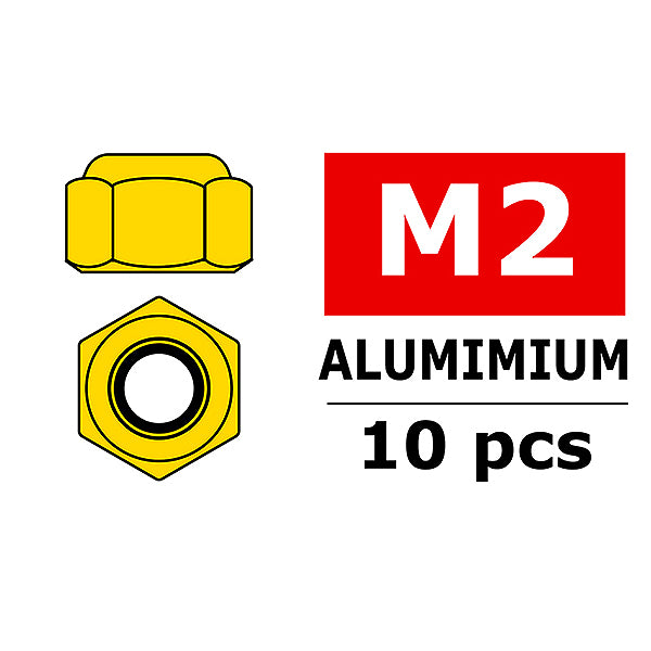CORALLY - TEAM ALUMINIUM NYLSTOP
NUT M2 GOLD 10 PCS - C-3106-20-0
