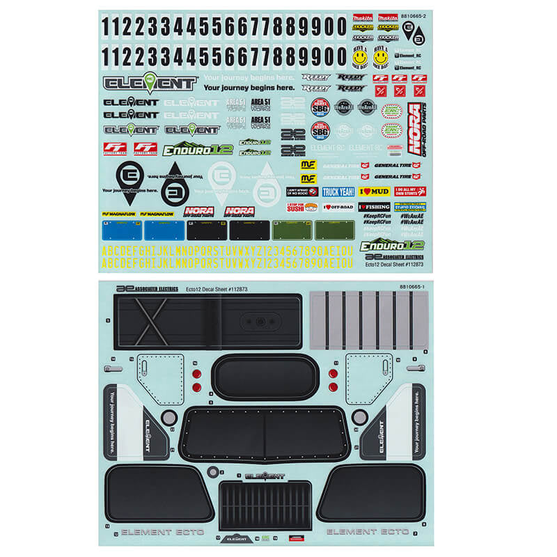 ELEMENT RC BY ASSOC. ELECTRICS - ELEMENT RC ENDURO12 ECTO
DECAL SHEET - EL41140