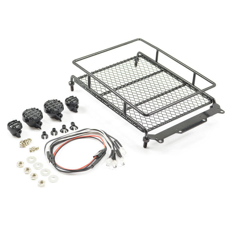 FASTRAX R/C PRODUCTS - FASTRAX ALUMINIUM LUGGAGE RACK
w/LED LAMPS L130MM X W110MM - FAST2301BK
