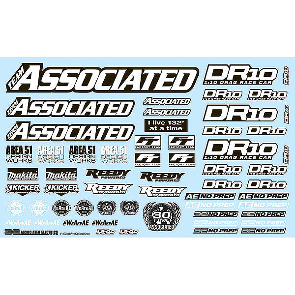 ASSOCIATED ELECTRICS - ASSOCIATED DR10 DECAL SHEET - AS71089