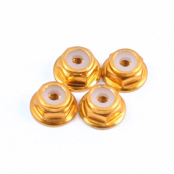 FASTRAX R/C PRODUCTS - M2 GOLD FLANGED LOCKNUTS 4PCS - FTM2GF