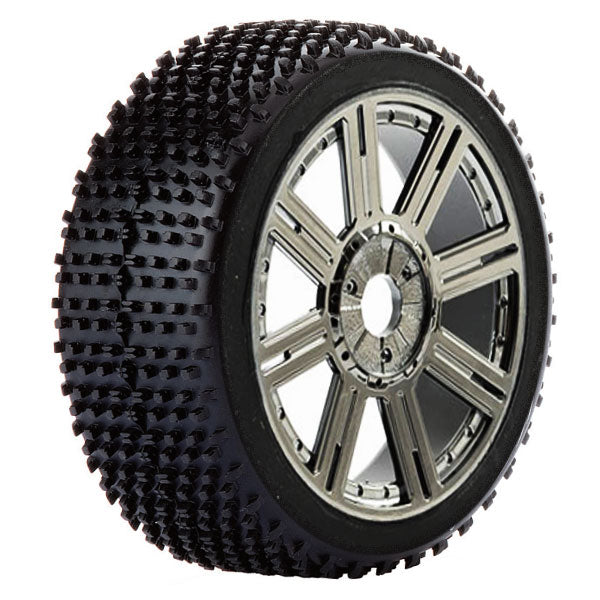 FASTRAX R/C PRODUCTS - FASTRAX 1:8 CUBOID MOUNTED
ON 8-SPOKE BLACK CHROME (PR) - FAST1020BC