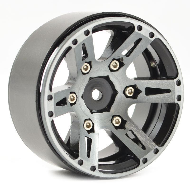 FASTRAX R/C PRODUCTS - FASTRAX 1.9" HEAVYWEIGHT SPLIT
6-SP ALLOY BEADLOCK WHEELS (4) - FAST0146BK