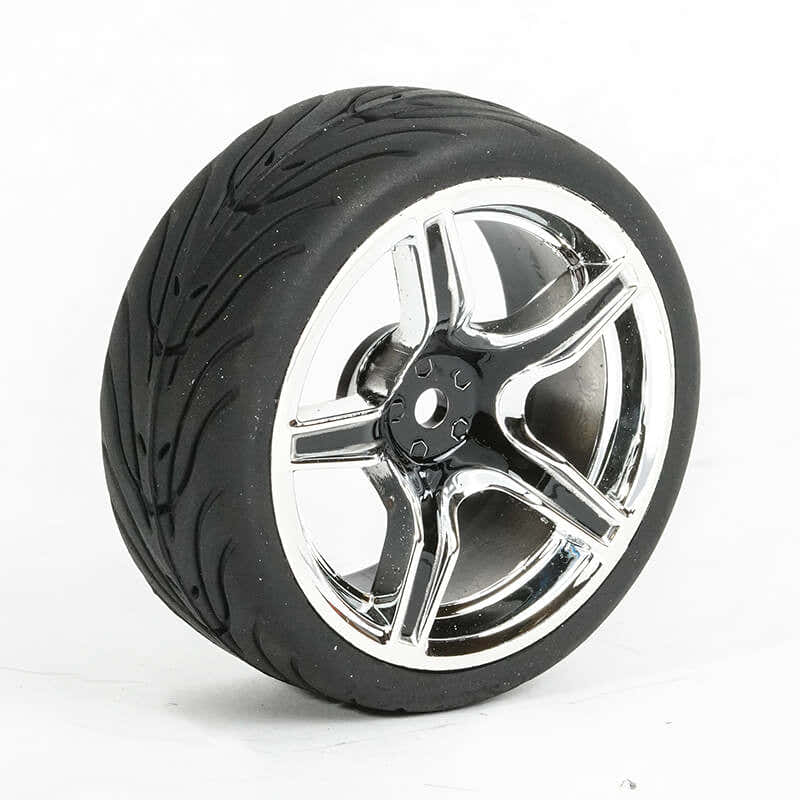 FASTRAX R/C PRODUCTS - FASTRAX 1/10 STREET/TREAD TYRE
5SP BLACK/CHROME WHEEL - FAST0095BC