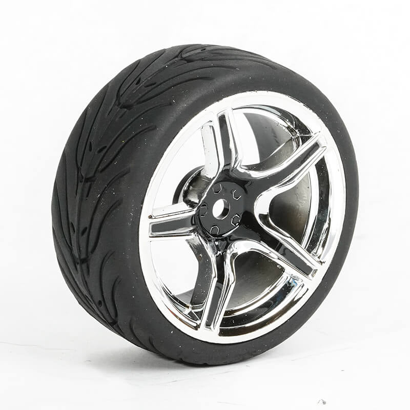 FASTRAX R/C PRODUCTS - FASTRAX 1/10 STREET/TREAD TYRE
5SP BLACK/CHROME WHEEL - FAST0095BC