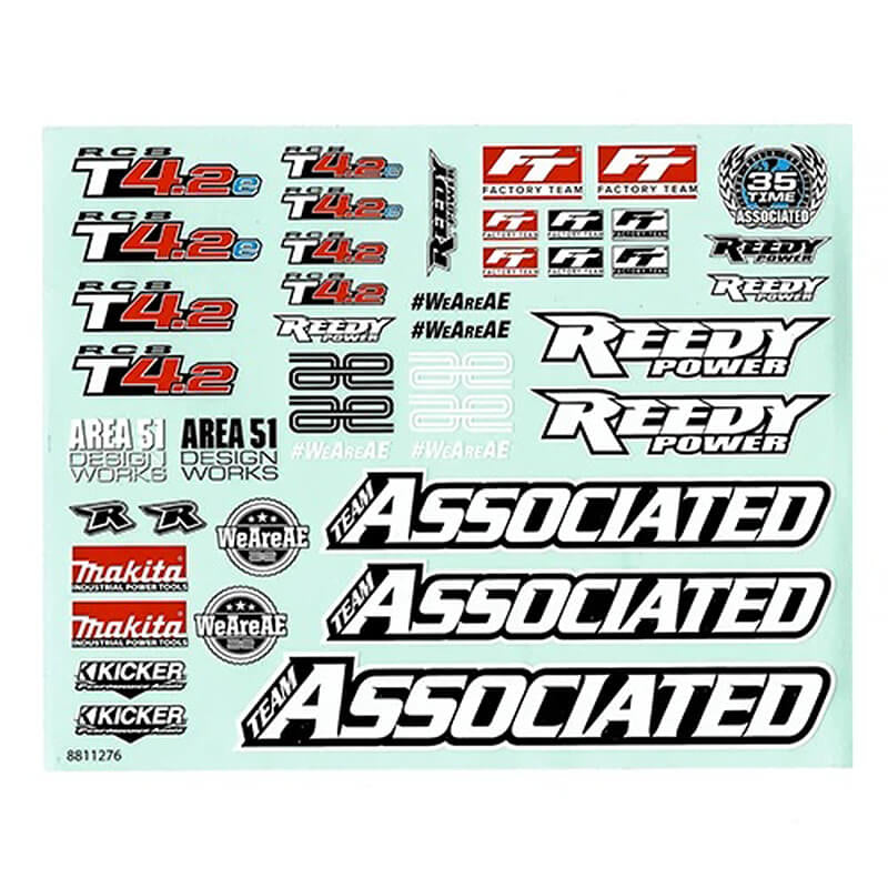 ASSOCIATED ELECTRICS - TEAM ASSOCIATED RC8T4.2 DECAL
SHEET - AS81731