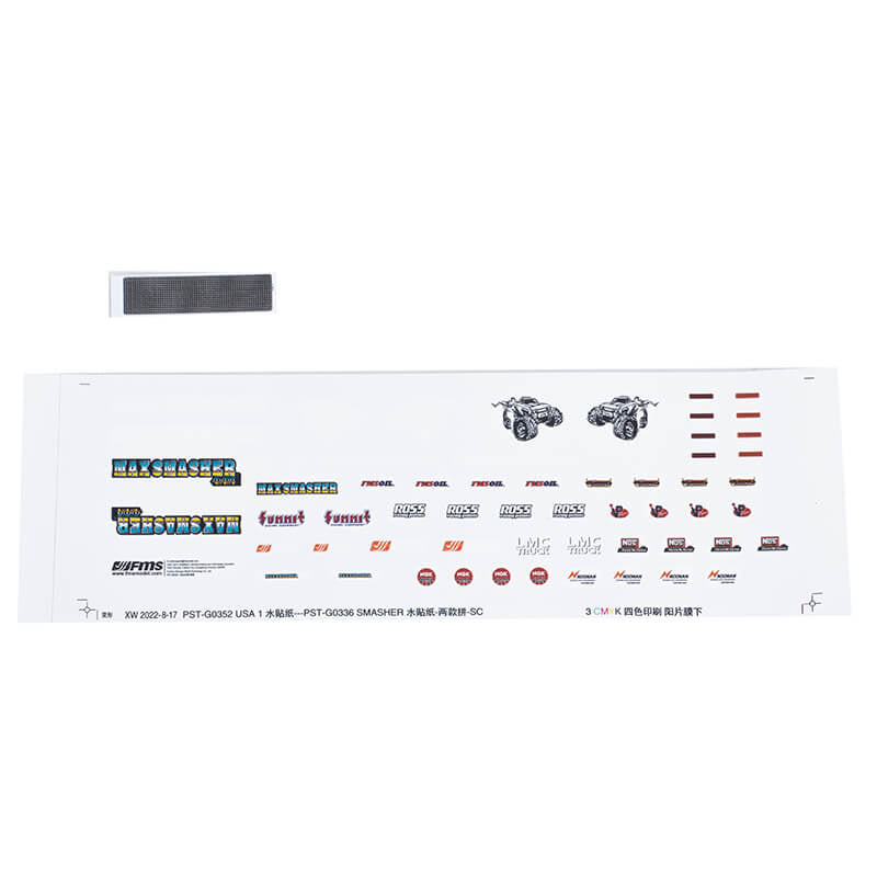 FMS/ROC HOBBY - FMS 12402BU SMASHER DECAL
SHEET - FMS-C3052