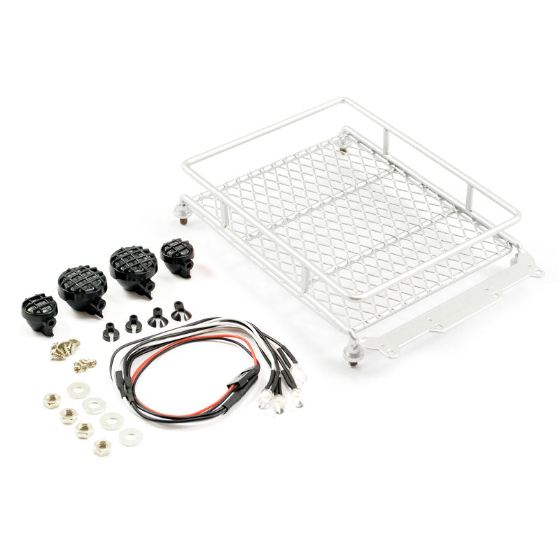 FASTRAX R/C PRODUCTS - FASTRAX ALUMINIUM LUGGAGE RACK
w/LED LAMPS L130MM X W110MM - FAST2301S