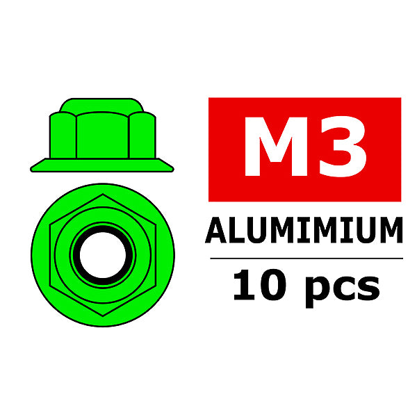 CORALLY - TEAM ALUMINIUM NYLSTO
P NUT M3 FLANGED GREEN 10 - C-3107-30-1