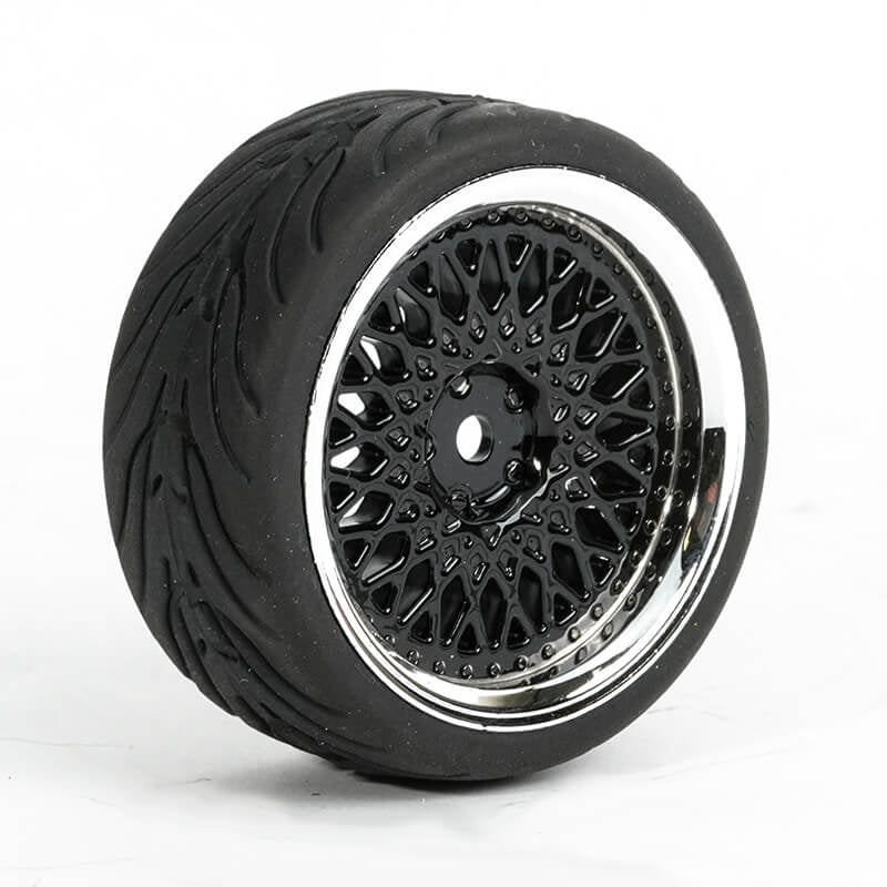 FASTRAX R/C PRODUCTS - FASTRAX 1/10 STREET/TREAD TYRE
CLASSIC BLACK/CHROME WHEEL - FAST0098BC