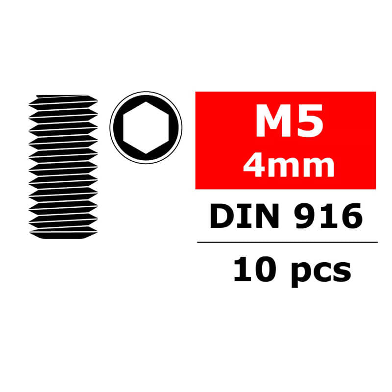 CORALLY - TEAM STEEL SET SCREWS
M5 X 4MM HEX 10 PCS - C-3004-50-04