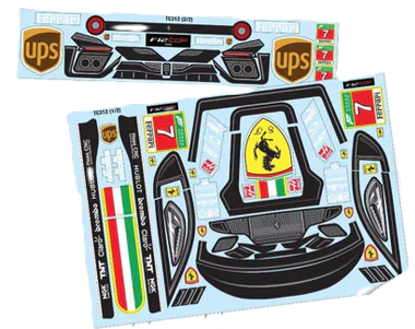 1/10 190mm Wide RC Touring Car Body Shell - Clear Lexan - Ferrari F12 Bodyshell UPS Livery (258mm Wheelbase / 190mm Wide) - everything in photo included)