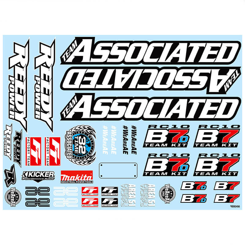 ASSOCIATED ELECTRICS - TEAM ASSOCIATED RC10B7 DECAL
SHEET - AS92465