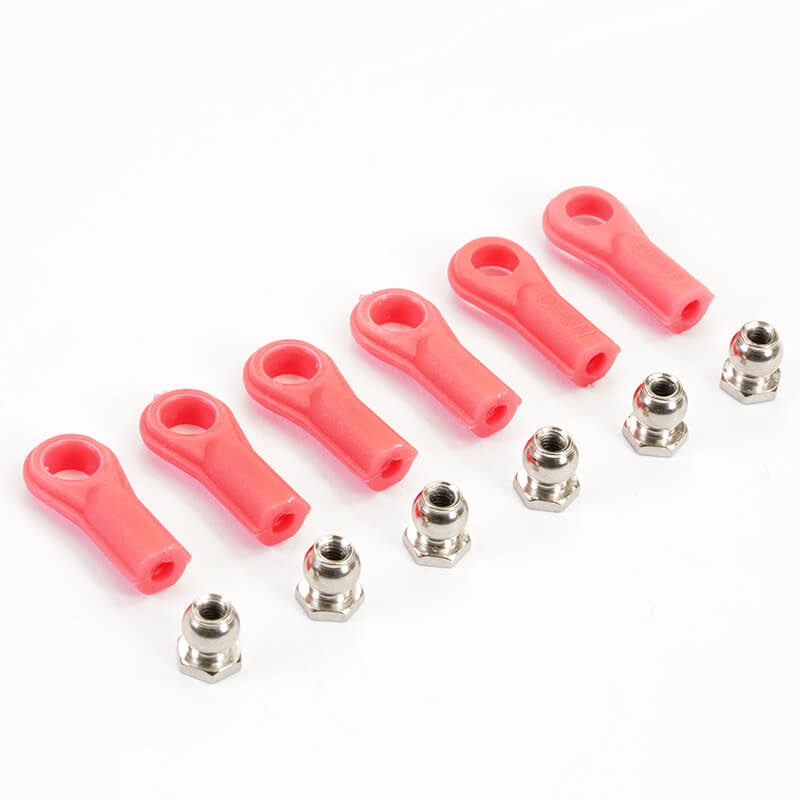 FASTRAX R/C PRODUCTS - ROSE JOINTS (6) RED W/BALLS - FAST46R