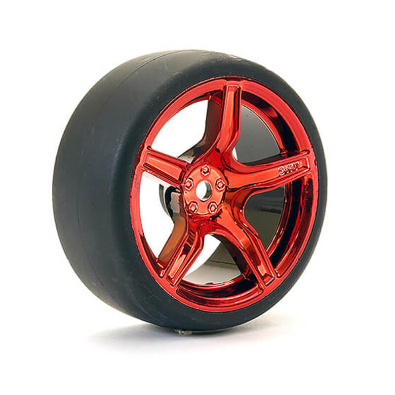 FASTRAX R/C PRODUCTS - FASTRAX 1/10 (4) DRIFT D1 TYRE
w/3MM 5-SPOKE WHEEL- MET RED - FAST1351MR-D13