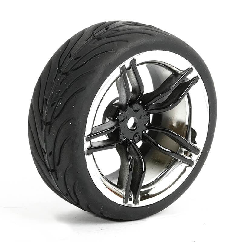FASTRAX R/C PRODUCTS - FASTRAX 1/10 STREET/TREAD TYRE
10SP BLACK/CHROME WHEEL - FAST0096BC