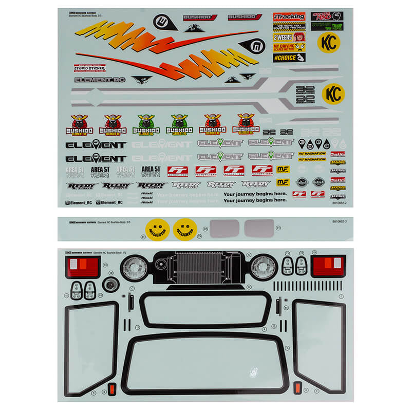 ELEMENT RC BY ASSOC. ELECTRICS - ELEMENT RC ENDURO BUSHIDO+
BODY DECAL SHEET - EL42197