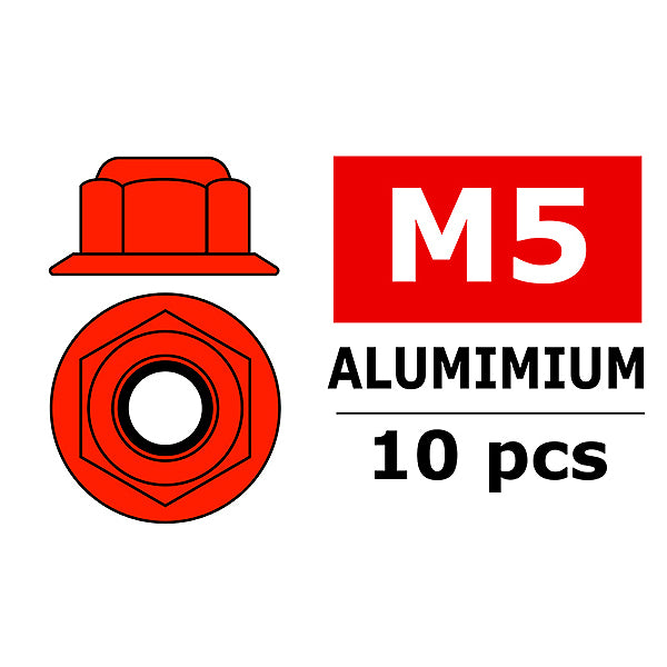 CORALLY - TEAM ALUMINIUM NYLSTO
P NUT M5 FLANGED RED 10 PC - C-3107-50-5