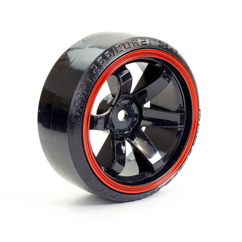 FASTRAX R/C PRODUCTS - FASTRAX 1/10 STREET/DRIFT TYRE
6-SPOKE WHEEL (6MM OFFSET) - FAST0086BKR