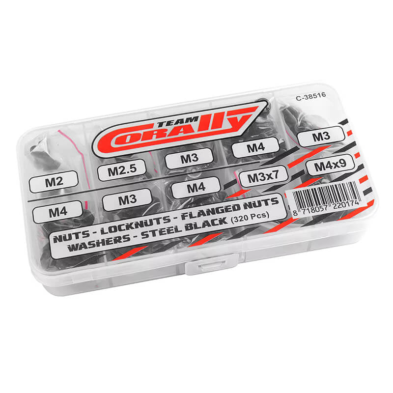 CORALLY - NUTS LOCK NUTS WASHERS
SET M2 M2.5 M3 M4 STEEL BLACK - C-38516