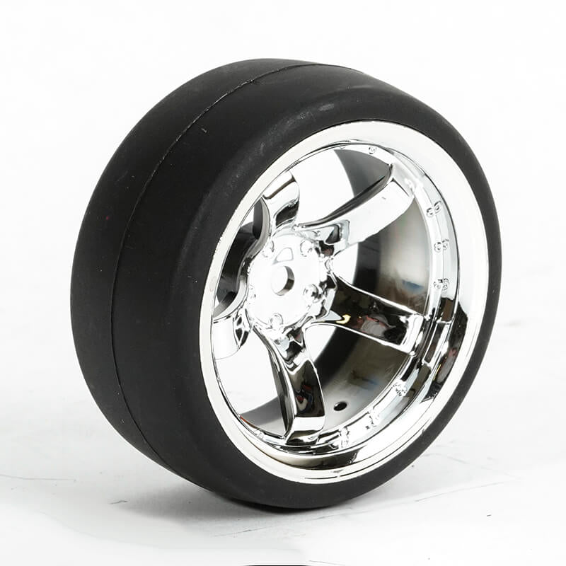 FASTRAX R/C PRODUCTS - FASTRAX 1/10 (4) DRIFT D1 TYRE
w/9MM 5-SPOKE WHEEL- CHROME - FAST1354C-D19