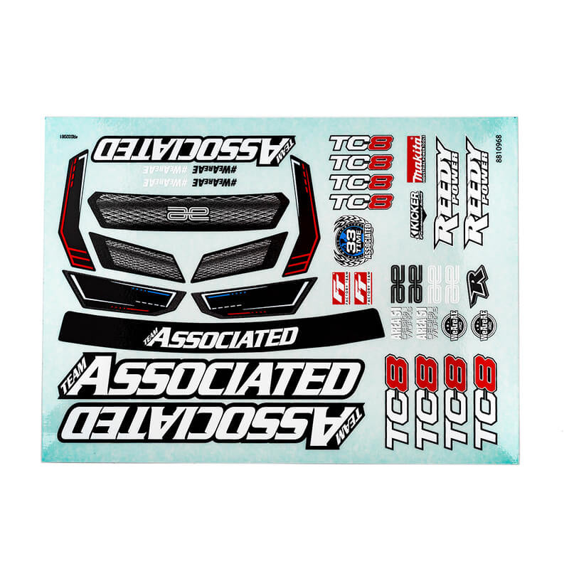 ASSOCIATED ELECTRICS - ASSOCIATED TC8 DECAL SHEET - AS32081