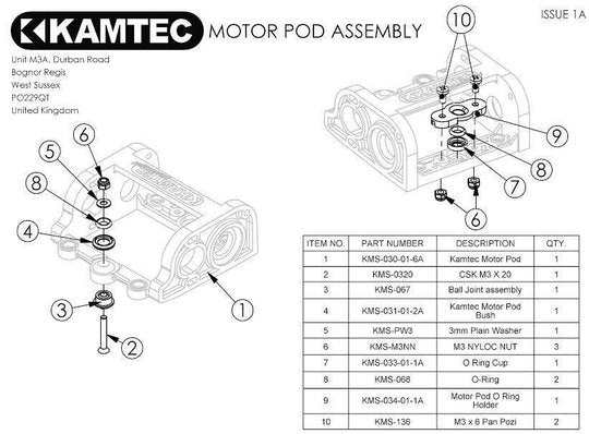 KAMTEC - GT12 Mini Racer - Motor Pod Set (With fittings) fits others