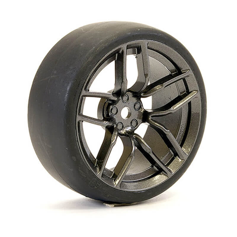 FASTRAX R/C PRODUCTS - FASTRAX 1/10 (4) DRIFT D1 TYRE
 w/3MM 10-SPOKE WHEEL-GRAPHITE - FAST1356G-D13